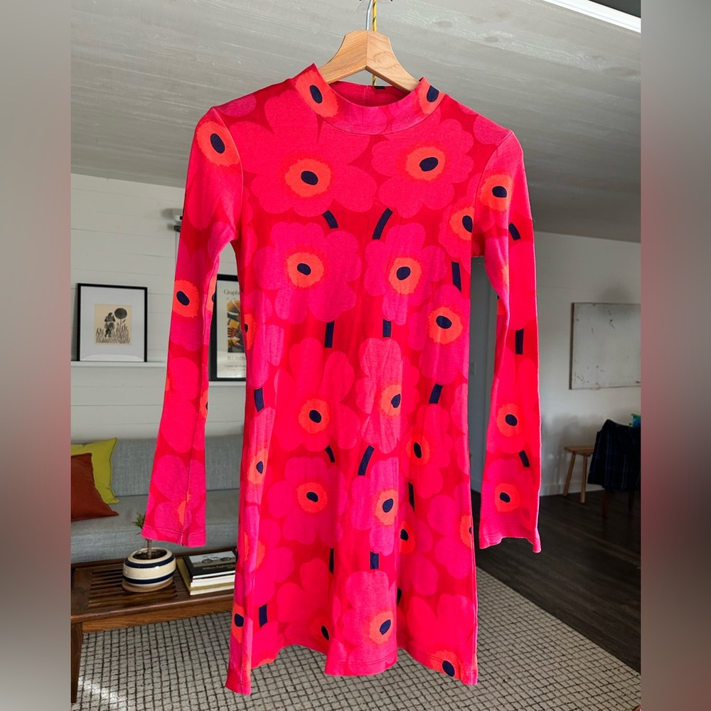 Vintage Marimekko Unikko Cotton Long Sleeve Dress